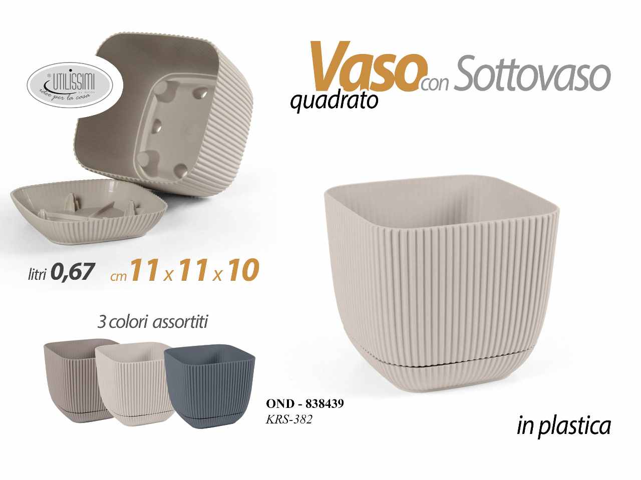 Porta vaso quadrato 0,67lt 838439