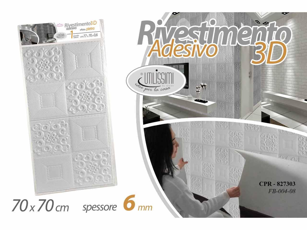 Rivestimento ades.3d 70x70cm 827303