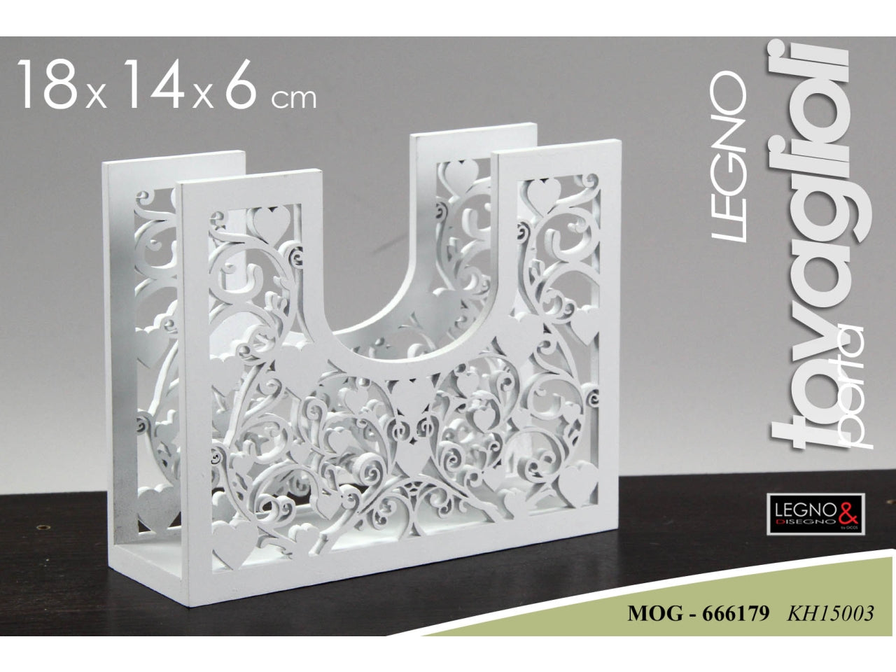 Portatovaglioli shabby chic in legno bianco 18x14x6cm - Gicos