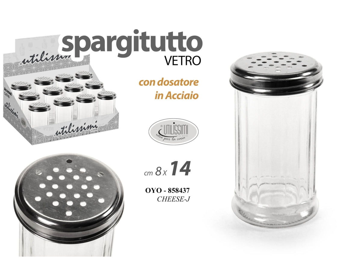 Spargitutto in vetro con dosatore in acciaio 300ml 8x14cm