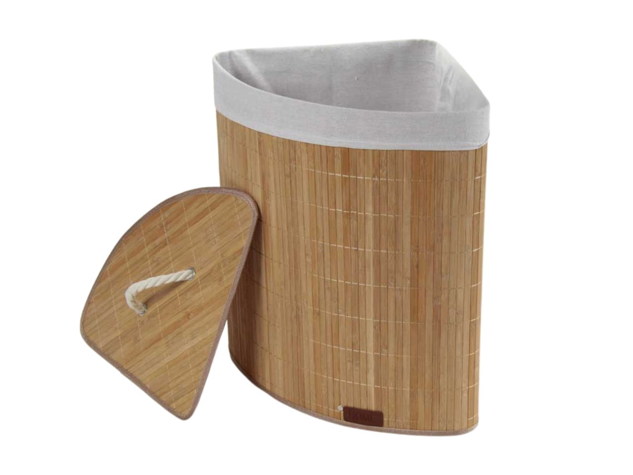 Cesta con coperchio angolare in bamboo naturale 35x35x50 cm - Utilissimi