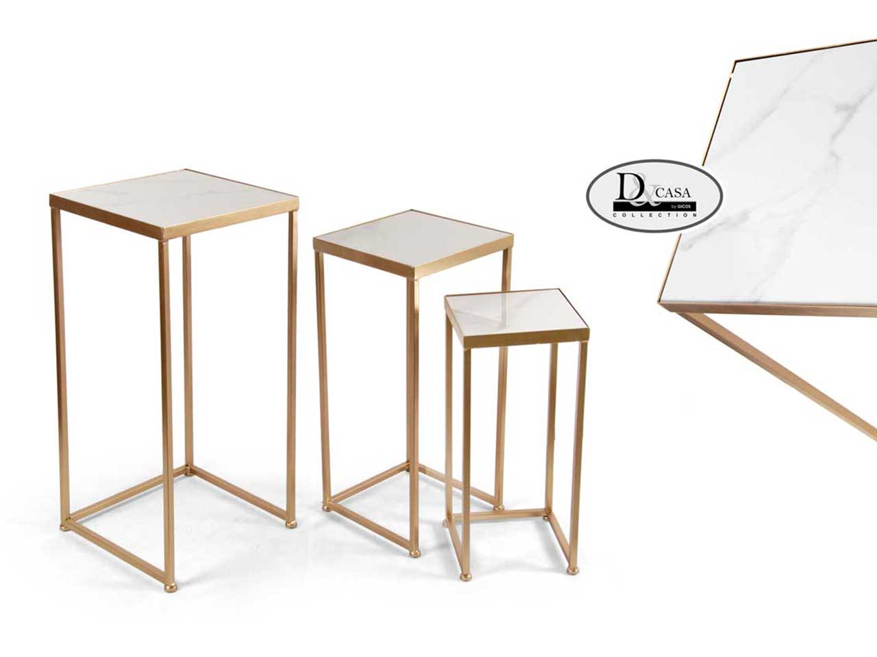 Tris tavolini quadrati in marmo misura 70/60/50cm