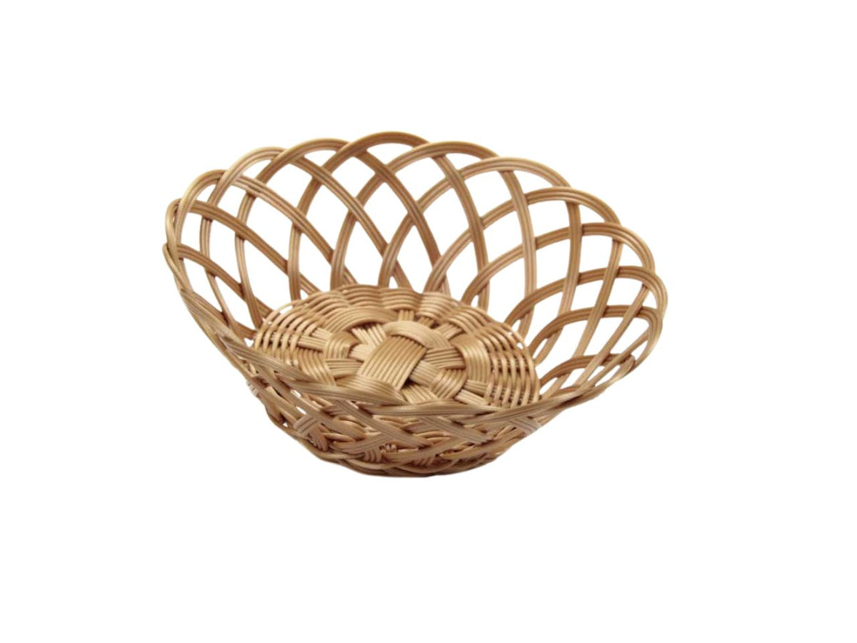 Cestino rotondo in plastica marrone chiaro stile country 22x9 cm - Gicos