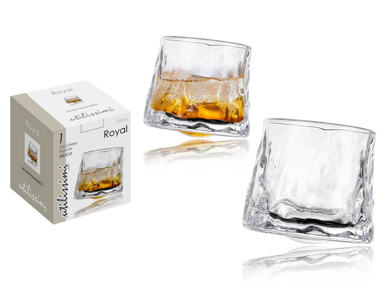 Bicchiere rhum bilico in vetro da 150ml trasparente, stile moderno, effetto frosty 8x7 cm - Gicos