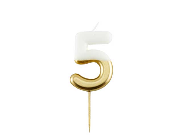 Candelina n.5 10,5cm bianco/oro 50645