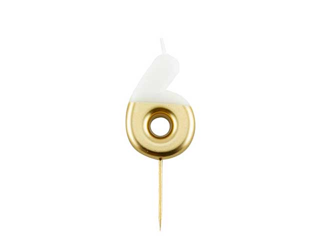 Candelina n.6 10,5cm bianco/oro 50646