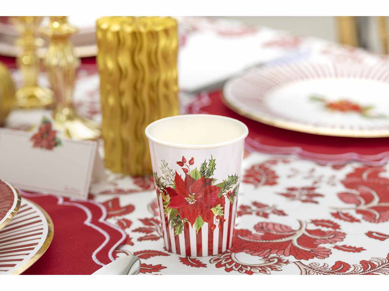 Bicchieri con 8 cover 250cc christmas flower 8 pezzi$