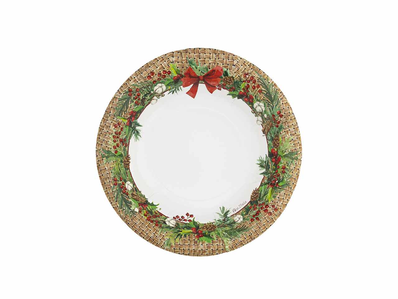 Piatti round shape cm24 rattan christmas 8 pezzi$