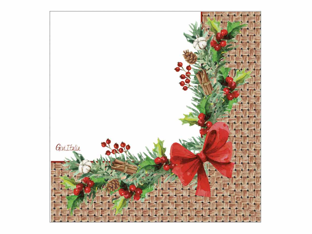 Tovaglioli christmas rattan 3 veli cm.33x33 16 pezzi$