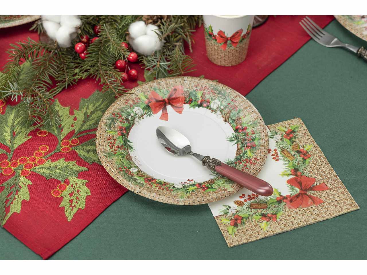 Tovaglioli christmas rattan 3 veli cm.33x33 16 pezzi$