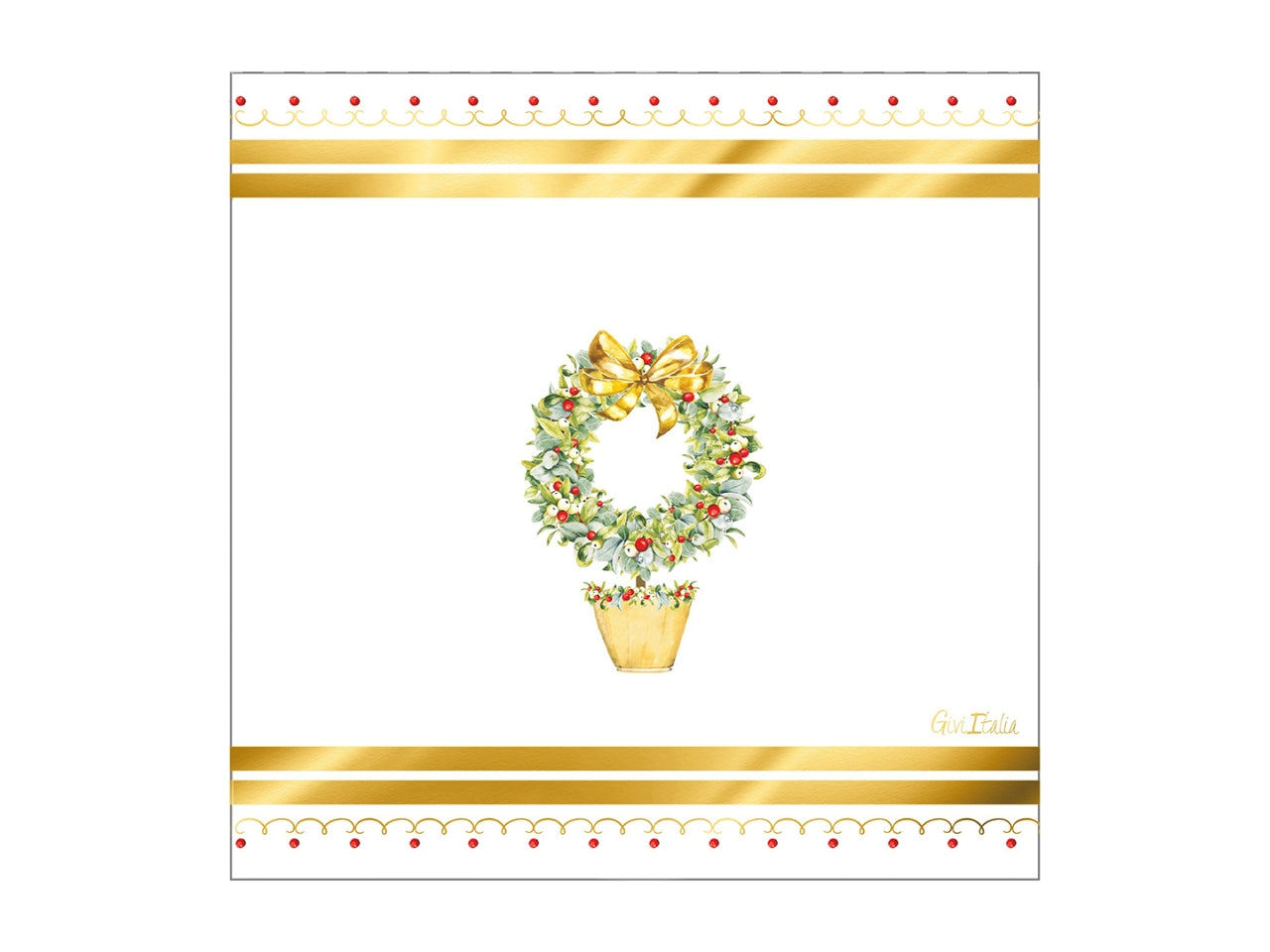 Tovaglioli di carta natalizi bianco e dorato 33x33 cm, confezione da 16 pezzi - Givi Italia