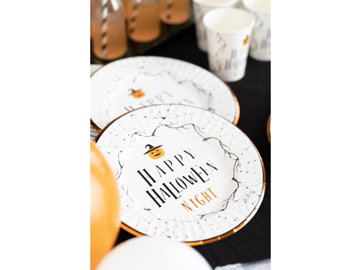 Bicchieri di carta Halloween 250cc bianco, nero e arancio, confezione da 8 bicchieri - Givi Italia