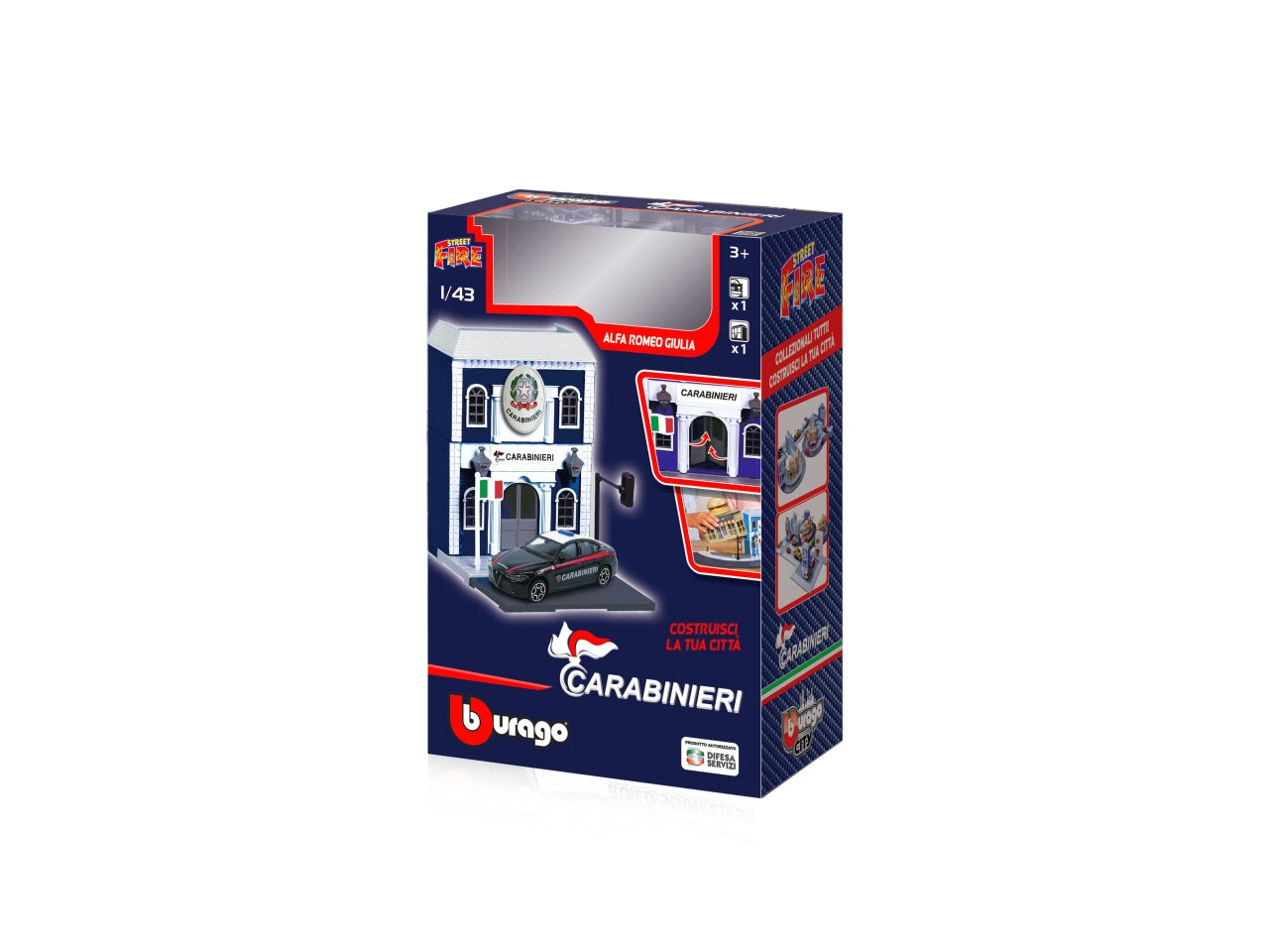 Burago city espositore completo di veicoli dei carabinieri in scala 1:43 - l'espositore contiene  62 veicoli