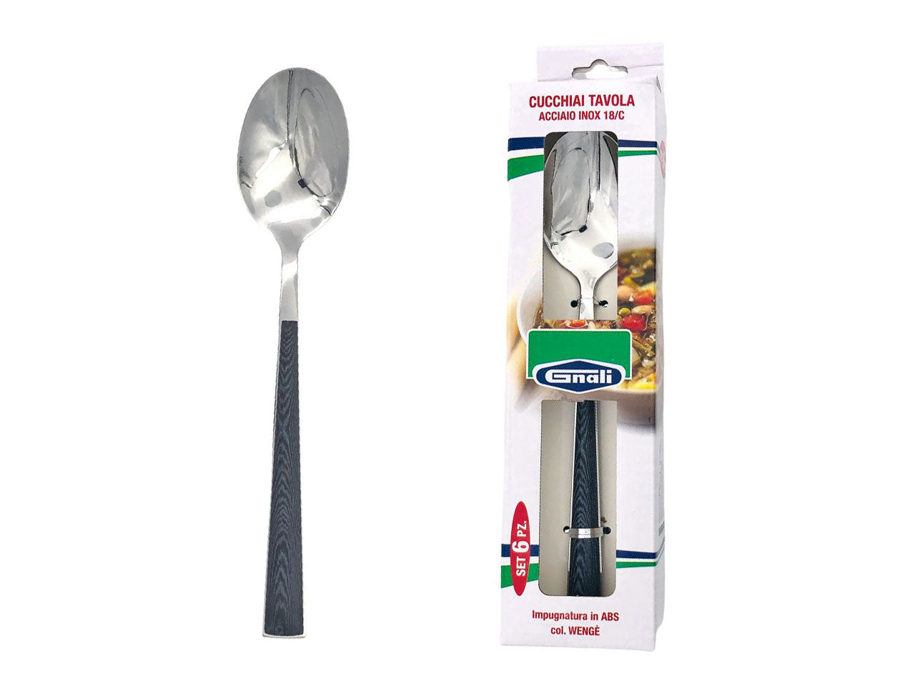 Cucchiaio tavola manico wenge' set da 6 cucchiai