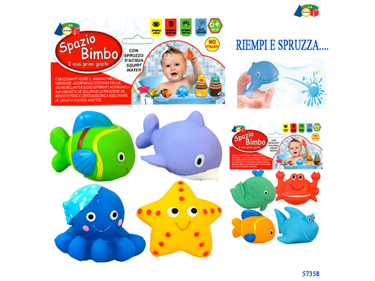 Busta soggetti marini spruzza acqua spazio bimbo