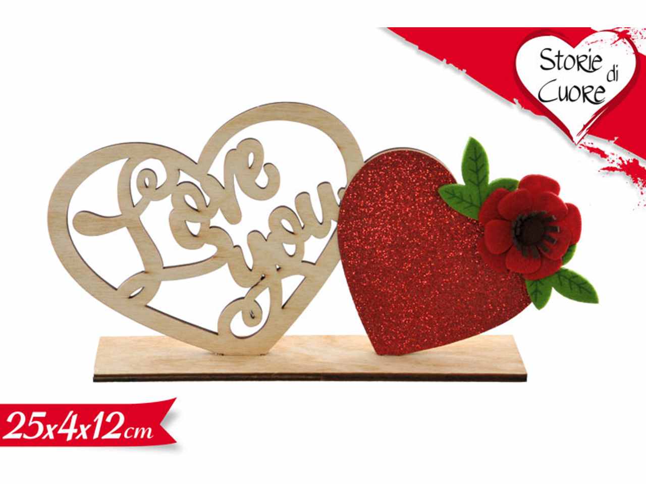 DECORAZIONE SCRITTA con CUORE 25x4x12cm
