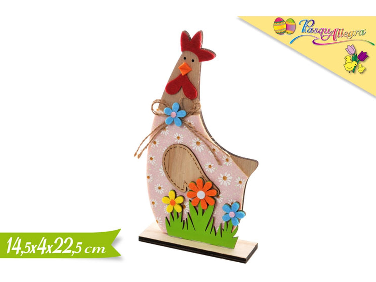 Decorazione gallina pasquale assortita misura 14cm