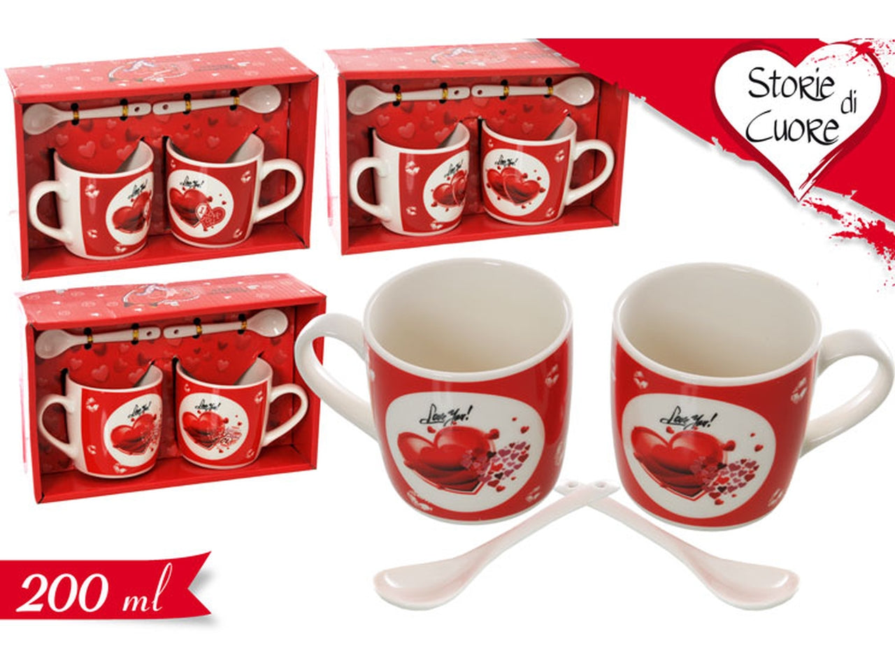 Set 2 tazze con cucchiaino