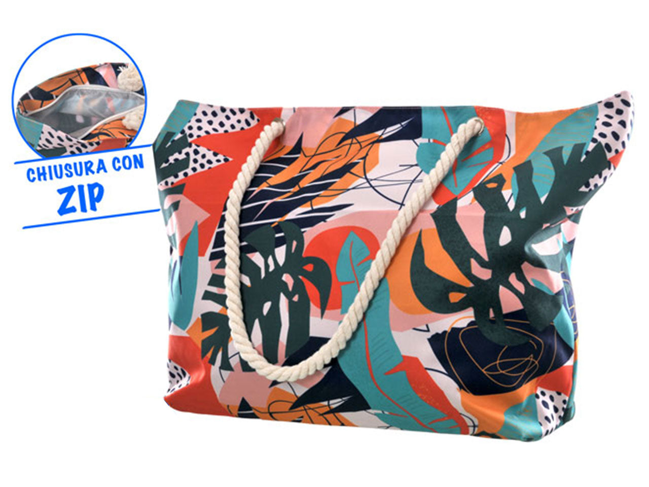 Borsa mare in poliestere multicolor - Golden hill