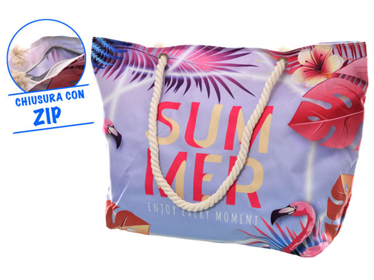 Borsa mare in poliestere multicolor - Golden hill