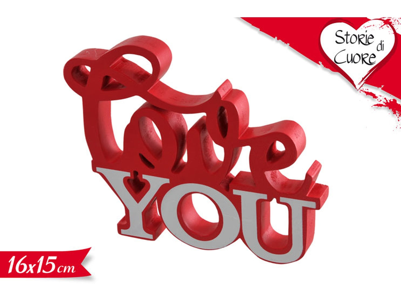Scritta decorativa love you 16x15cm
