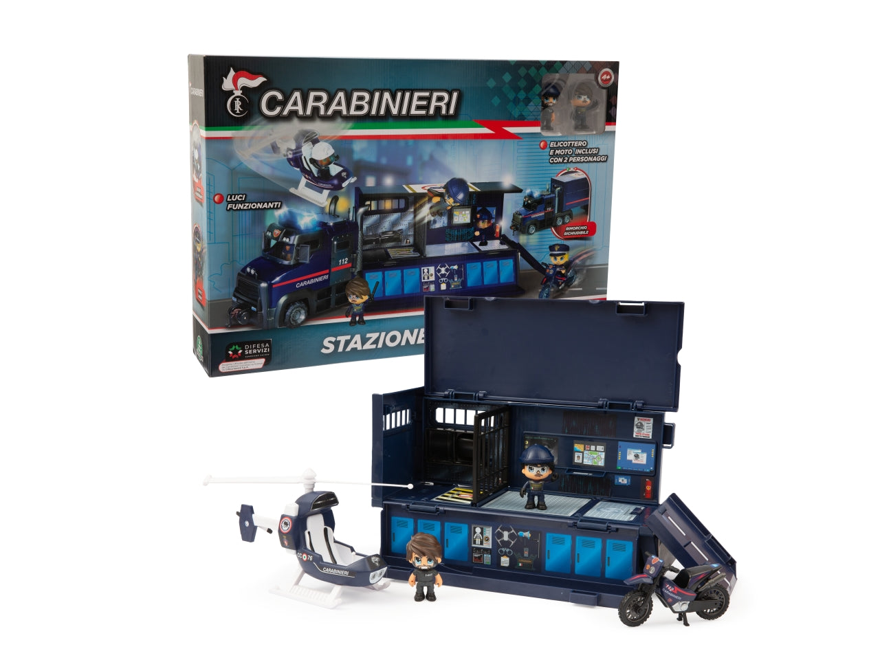 Carabinieri camion con 2 personaggi +veicolo - Il camion apribile e attrezzato Ã¨ la nuova stazione mobile - Giochi Preziosi