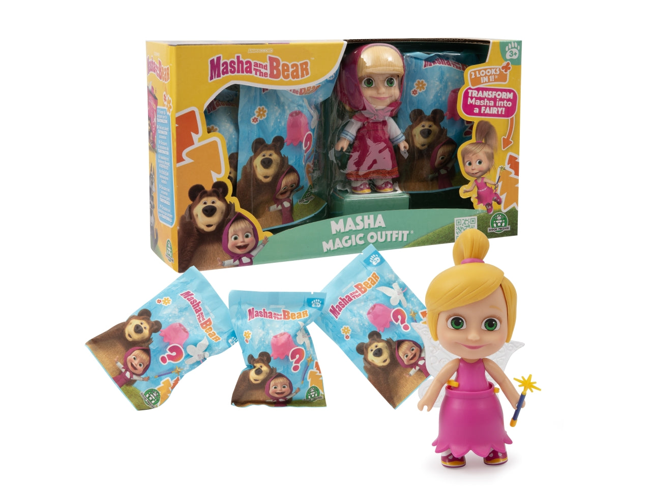 Masha magic outfit doll - Bambola Masha da 12 cm con vestito e capelli rimovibili - Giochi Preziosi