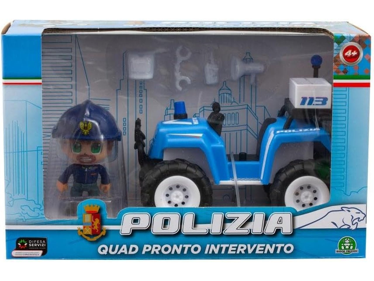 Quad della Polizia, pronto intervento con personaggio di 7 cm in divisa per bambini dai  4+ anni - Giochi Preziosi