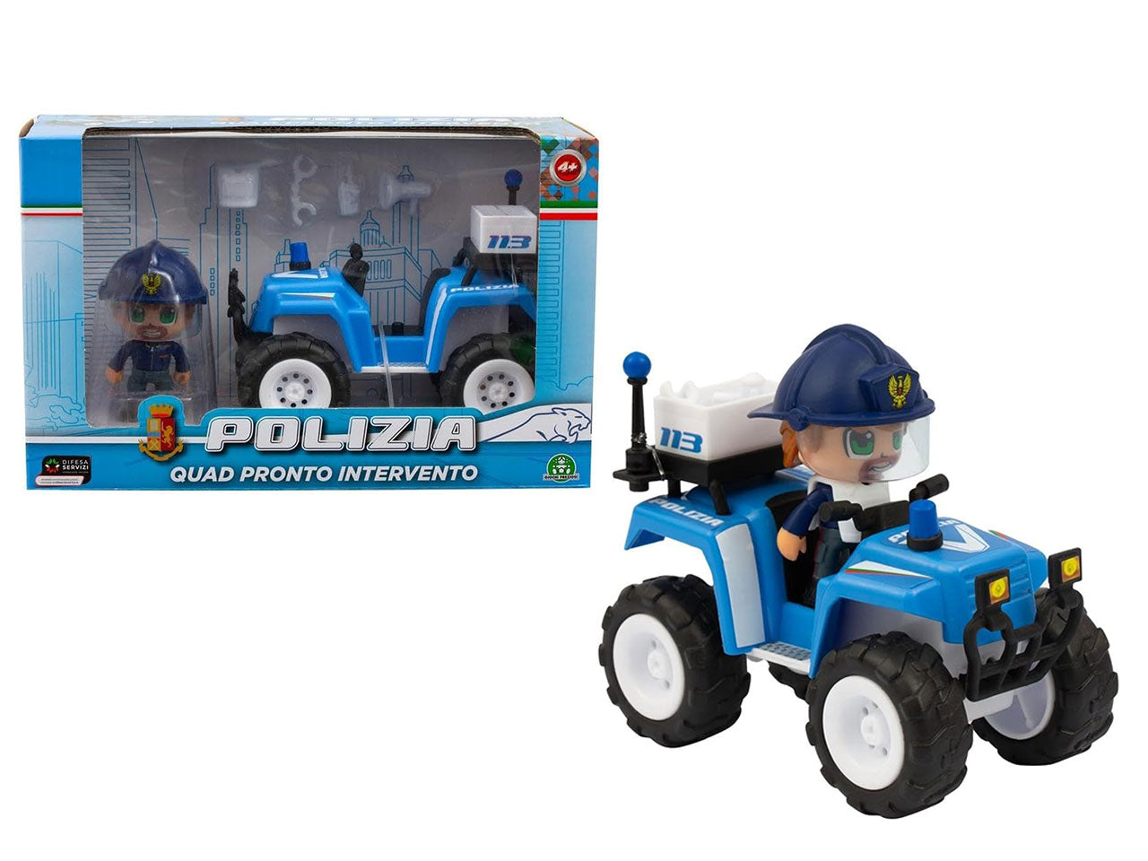 Quad della Polizia, pronto intervento con personaggio di 7 cm in divisa per bambini dai  4+ anni - Giochi Preziosi