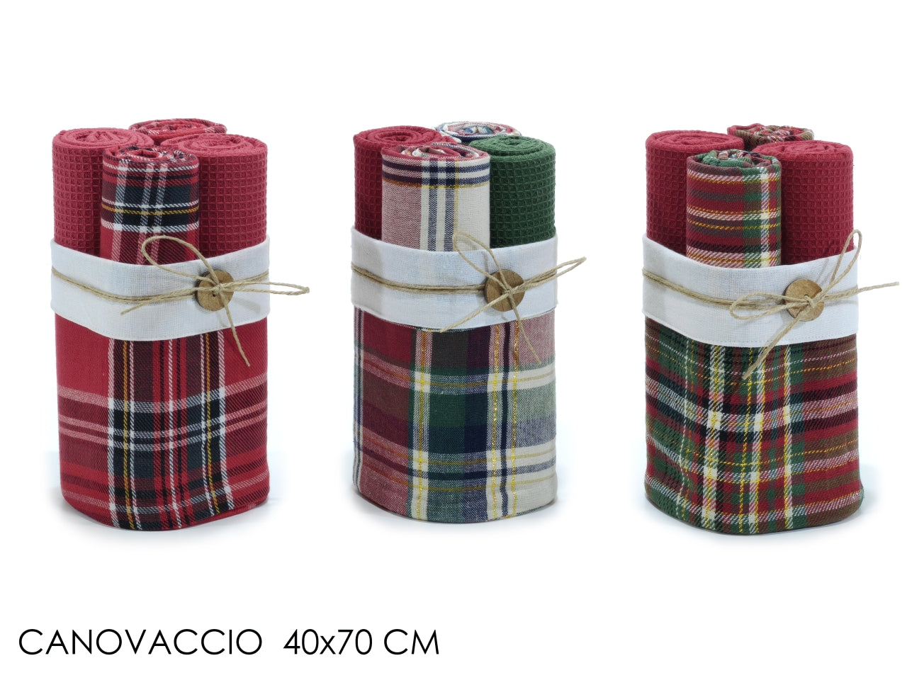 Canovaccio 40x70cm 4 pezzi scozzese con cestino assortiti