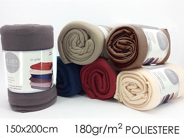 Coperta in pile misura 150x200cm in 5 colori assortiti