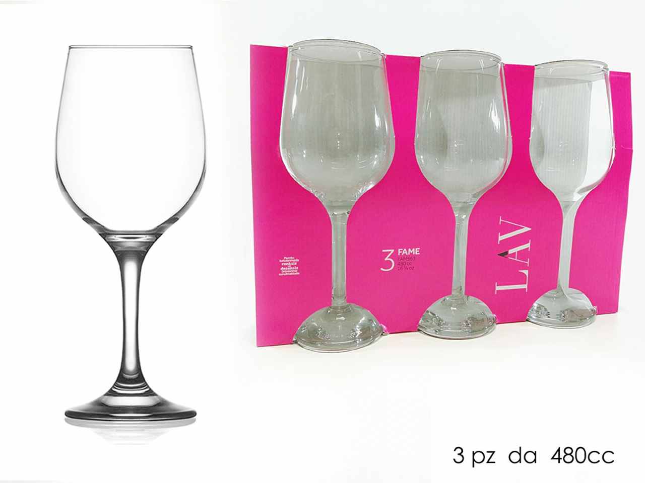 Linea fame calice acqua/vino 480cc set da 3 calici