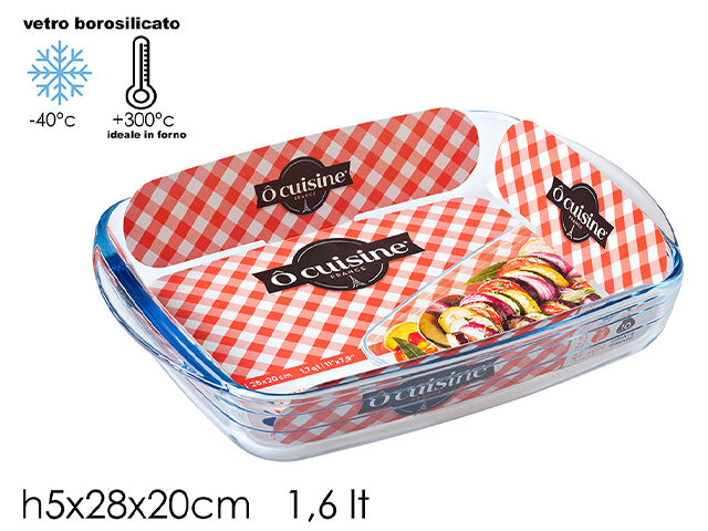 Cousine pirofila in vetro rettangolare 28x20cm
