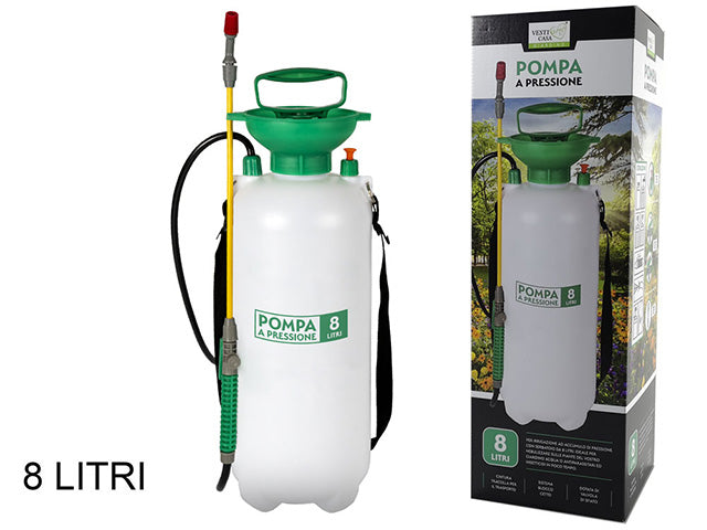 Spruzzatore pompa a pressione 8lt nebulizzatore 4,5 bar - serbatoio con lancia 40 cm e ugello