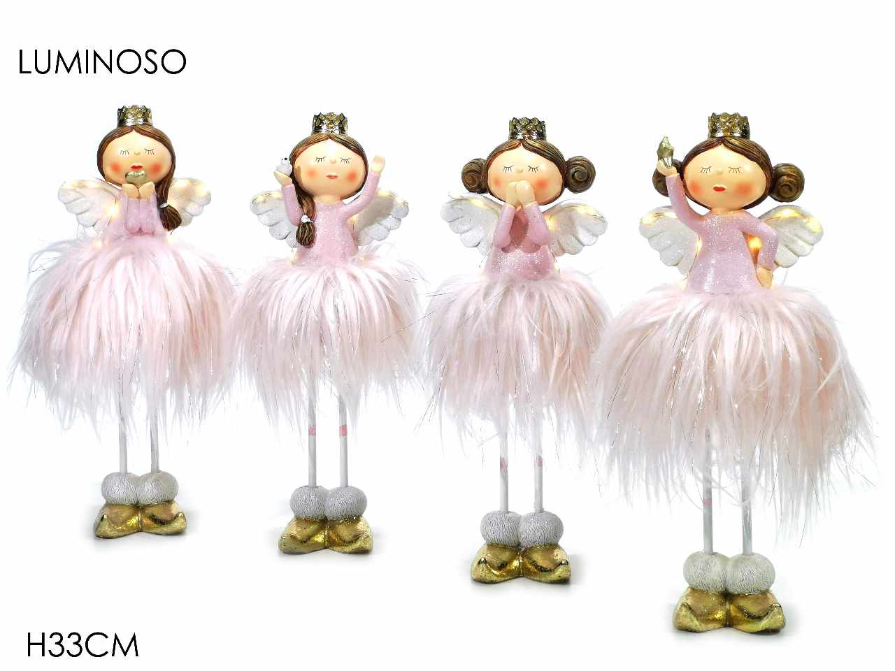 Angelo 33cm con luce rosa 4 assortimenti e funzionamento a batteria