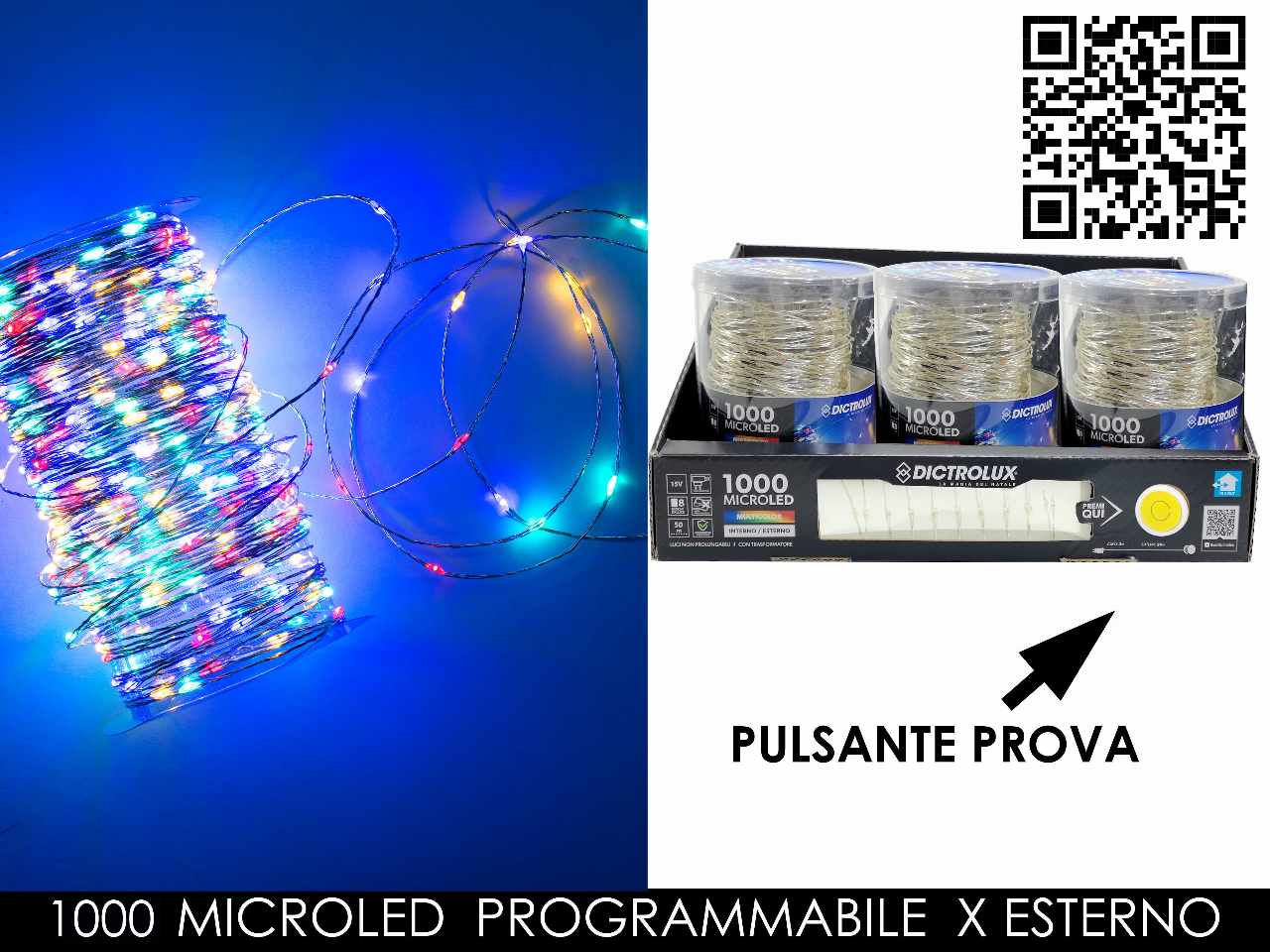 Catena luminosa 1000 microled multicolor uso esterno e programmabile