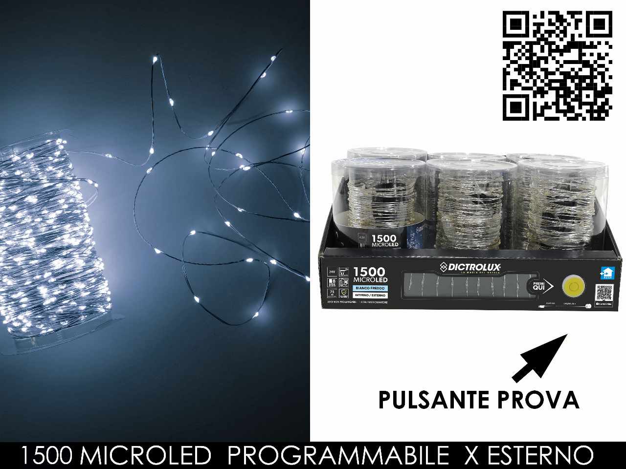 Catena luminosa 1500 microled bianco freddo uso esterno e programmabile