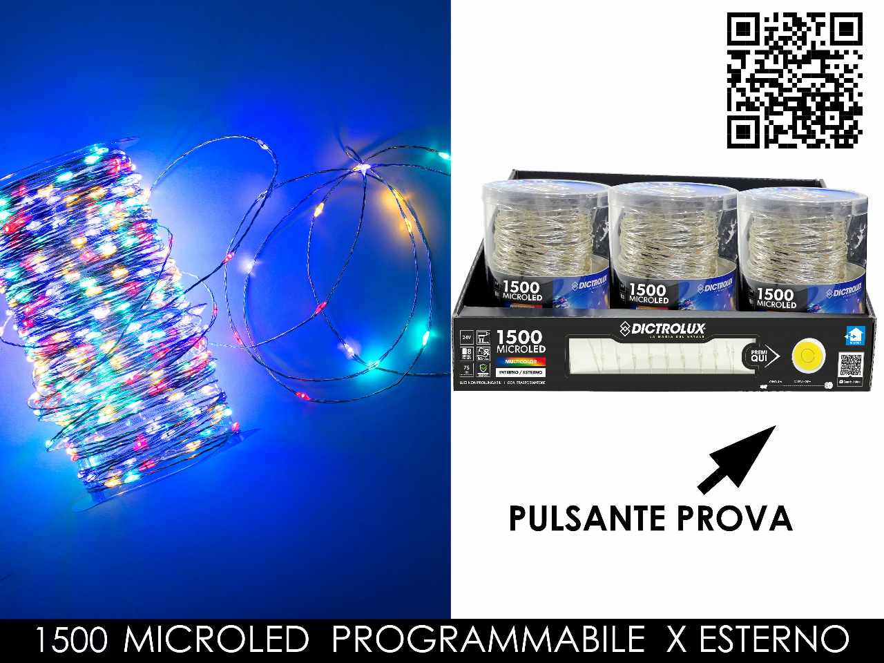 Catena luminosa 1500 microled multicolor uso esterno e programmabile