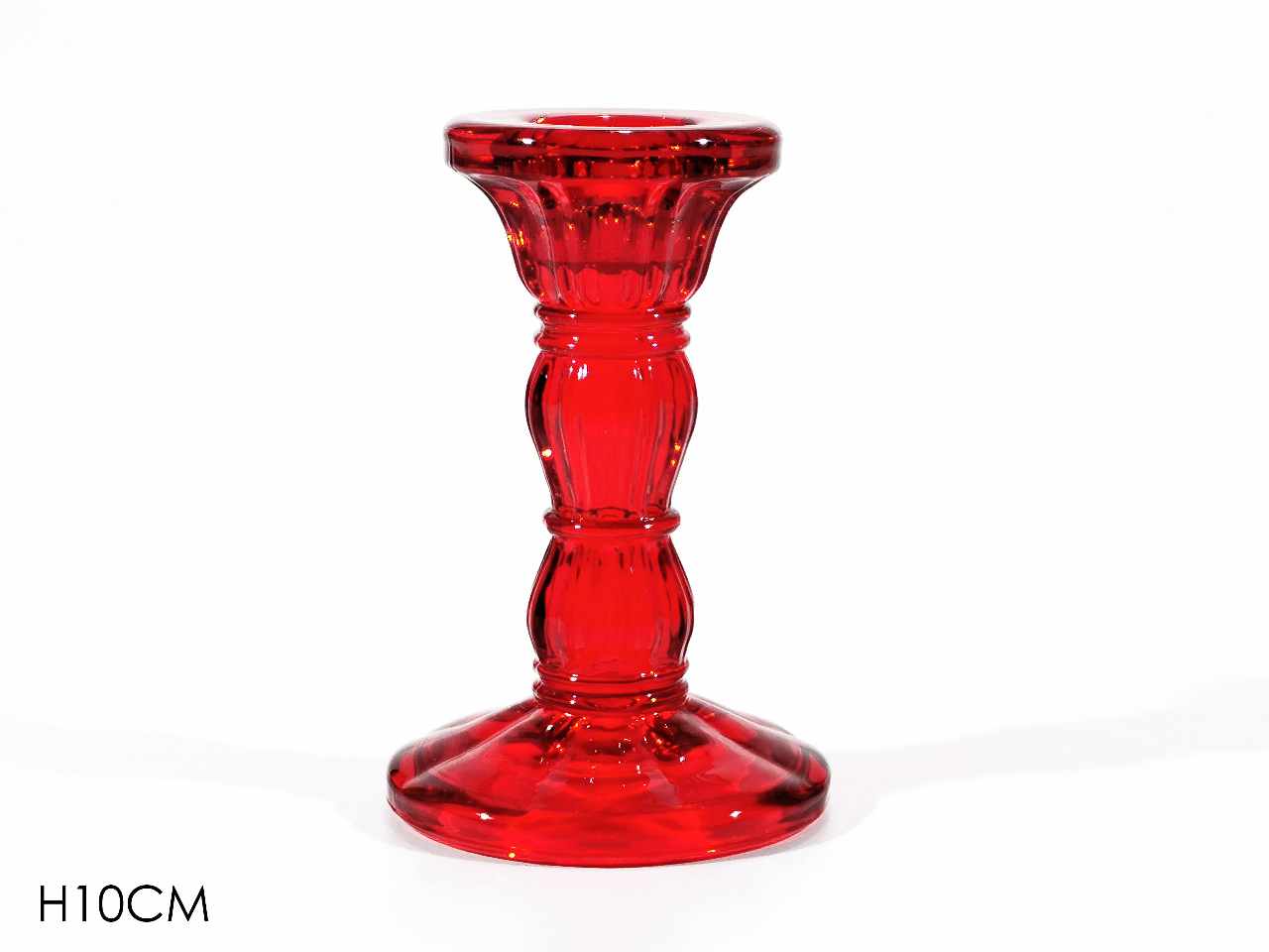 Portacandela natalizio h.10cm rosso