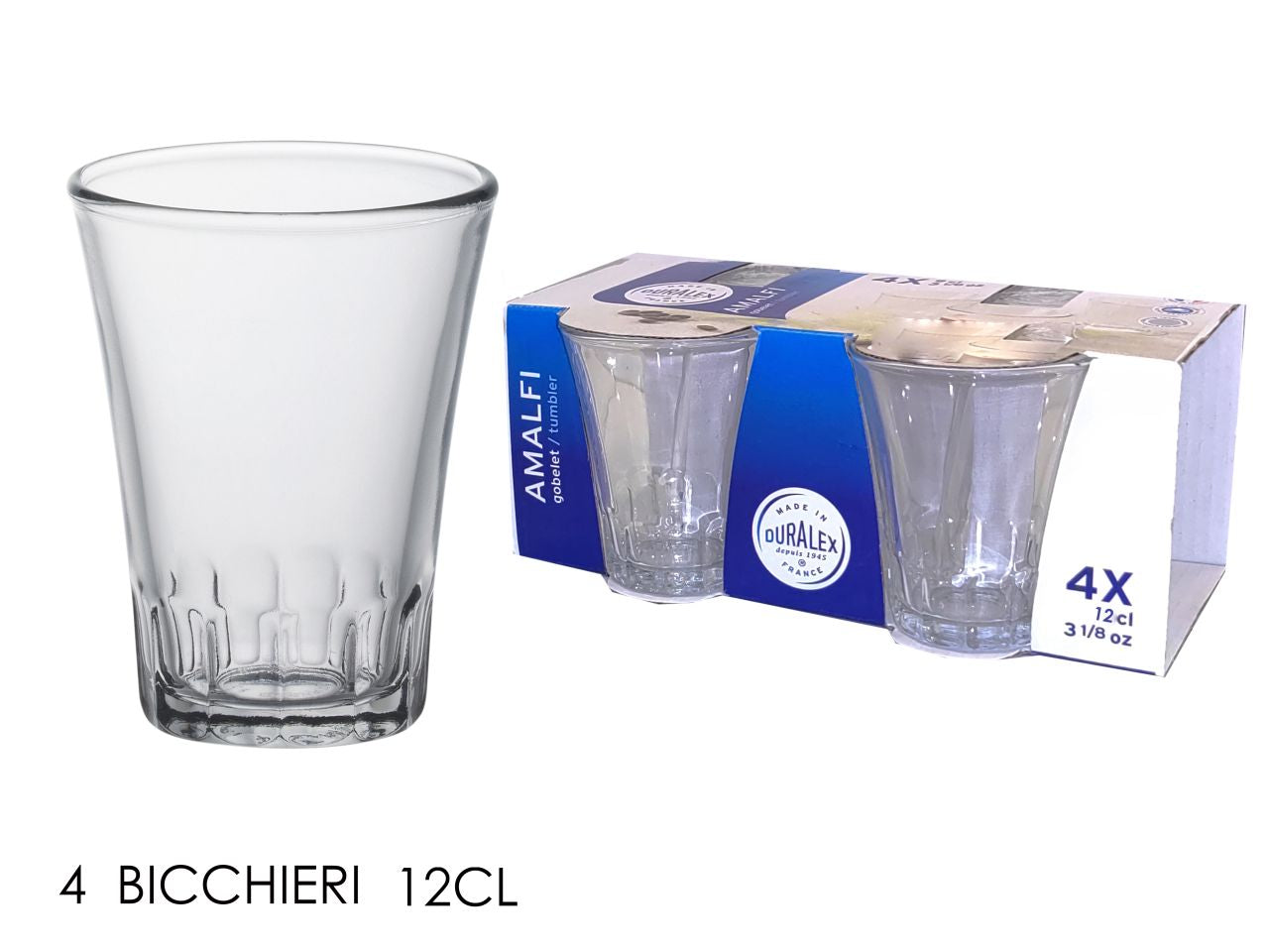 Bicchiere vetro amalfi 130ml da bibita - la confezione contiene 4 pezzi