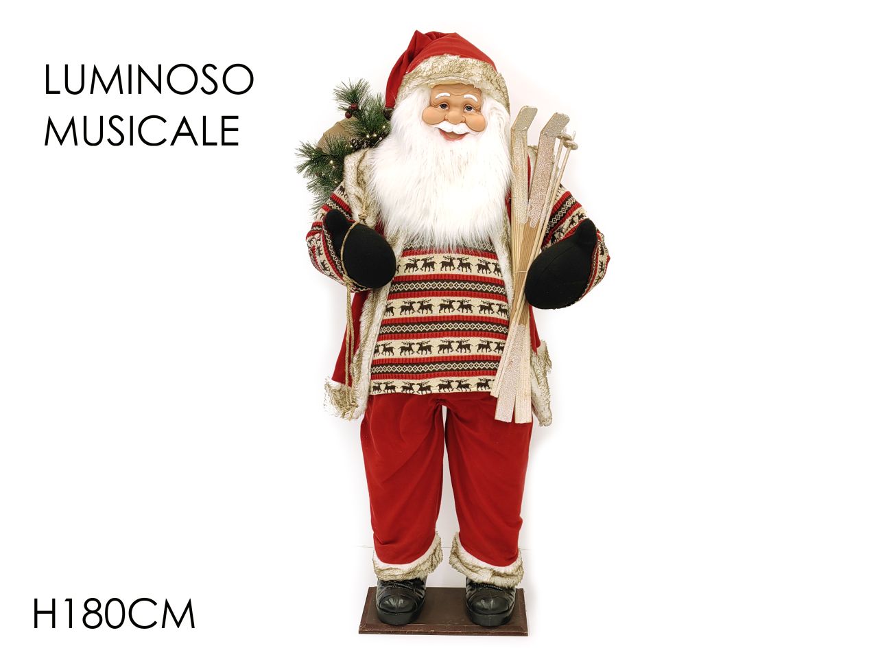Babbo natale misura h.180cm con luce e musica
