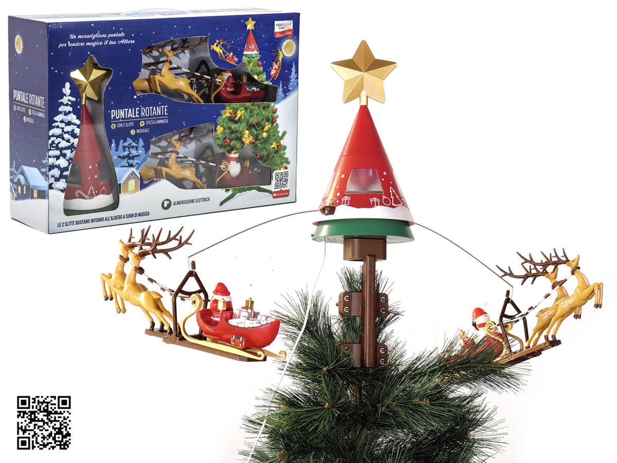 Puntale per albero  con slitta rotante e 4 luci led