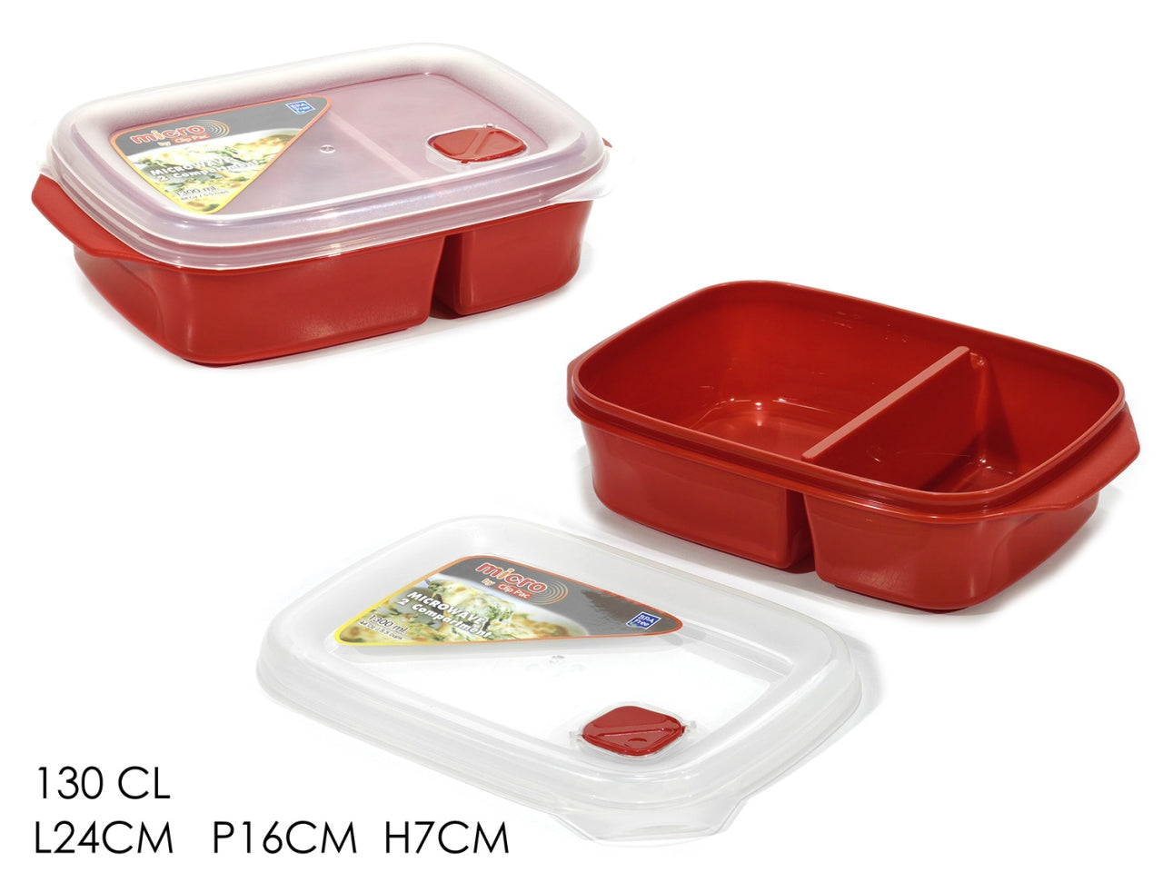 Contenitore per microonde con 2 scomparti