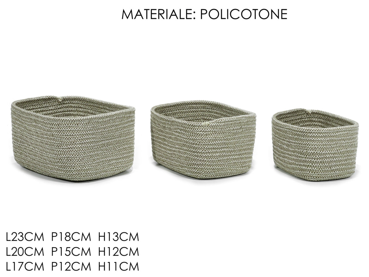 Set 3 ceste organizer ovali beige in cotone - Vestiamo Casa