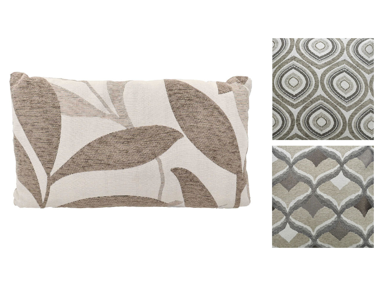 Cuscino decorativo rettangolare 3 colori assortiti floreale e geometrico contemporaneo in jacquard con zip 50x30 cm - General Trade