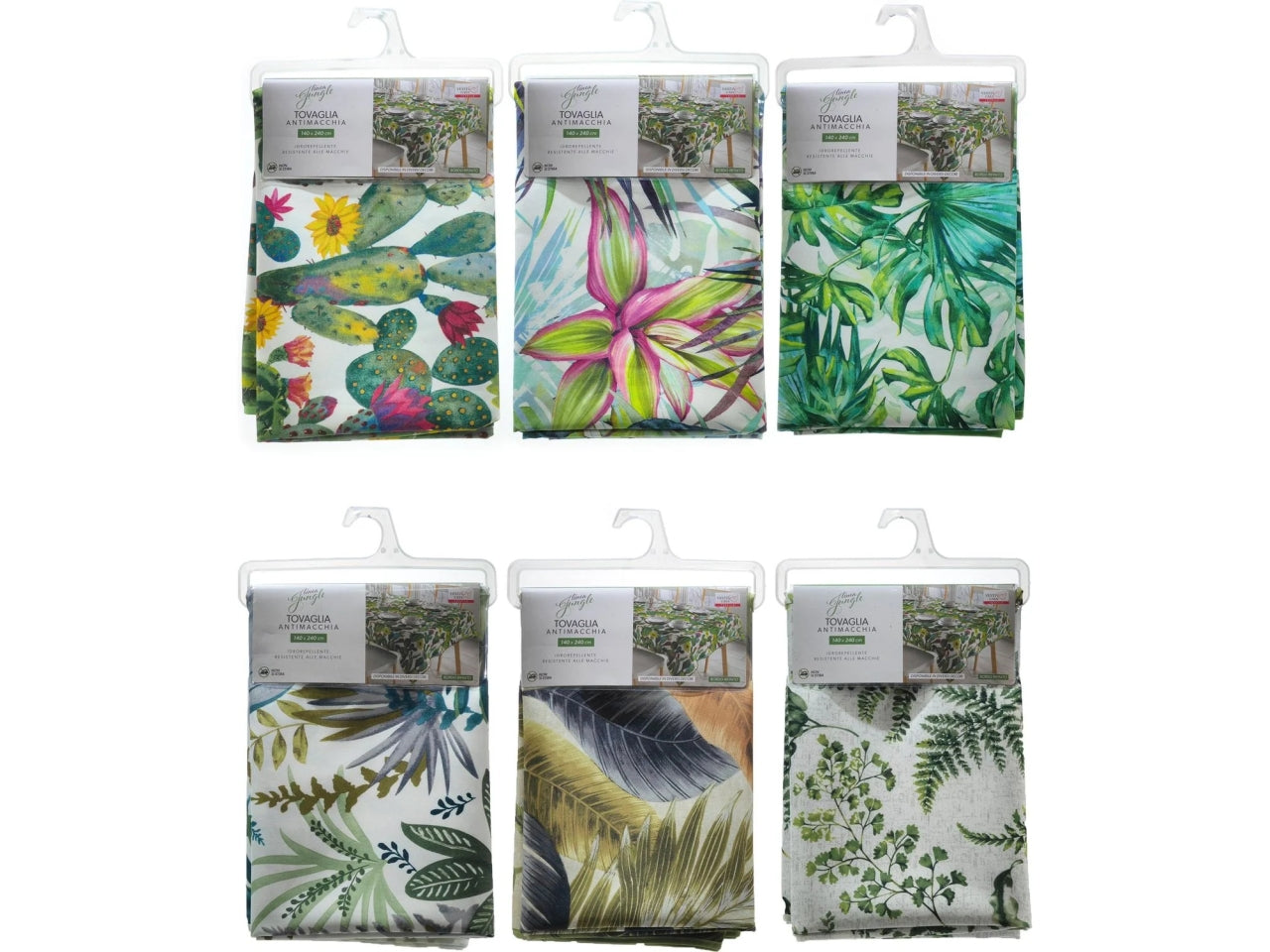 Tovaglia antimacchia floreale jungle in poliestere per 8 Posti 140x240cm - Vesti Casa, idrorepellente, senza Stiro