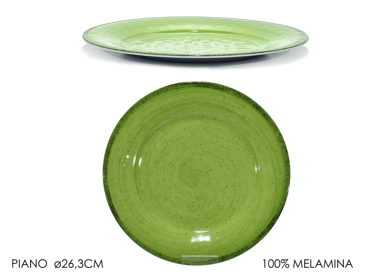 Piatto piano in melamina da 26,3 cm verde stile mediterraneo - Gusto Casa