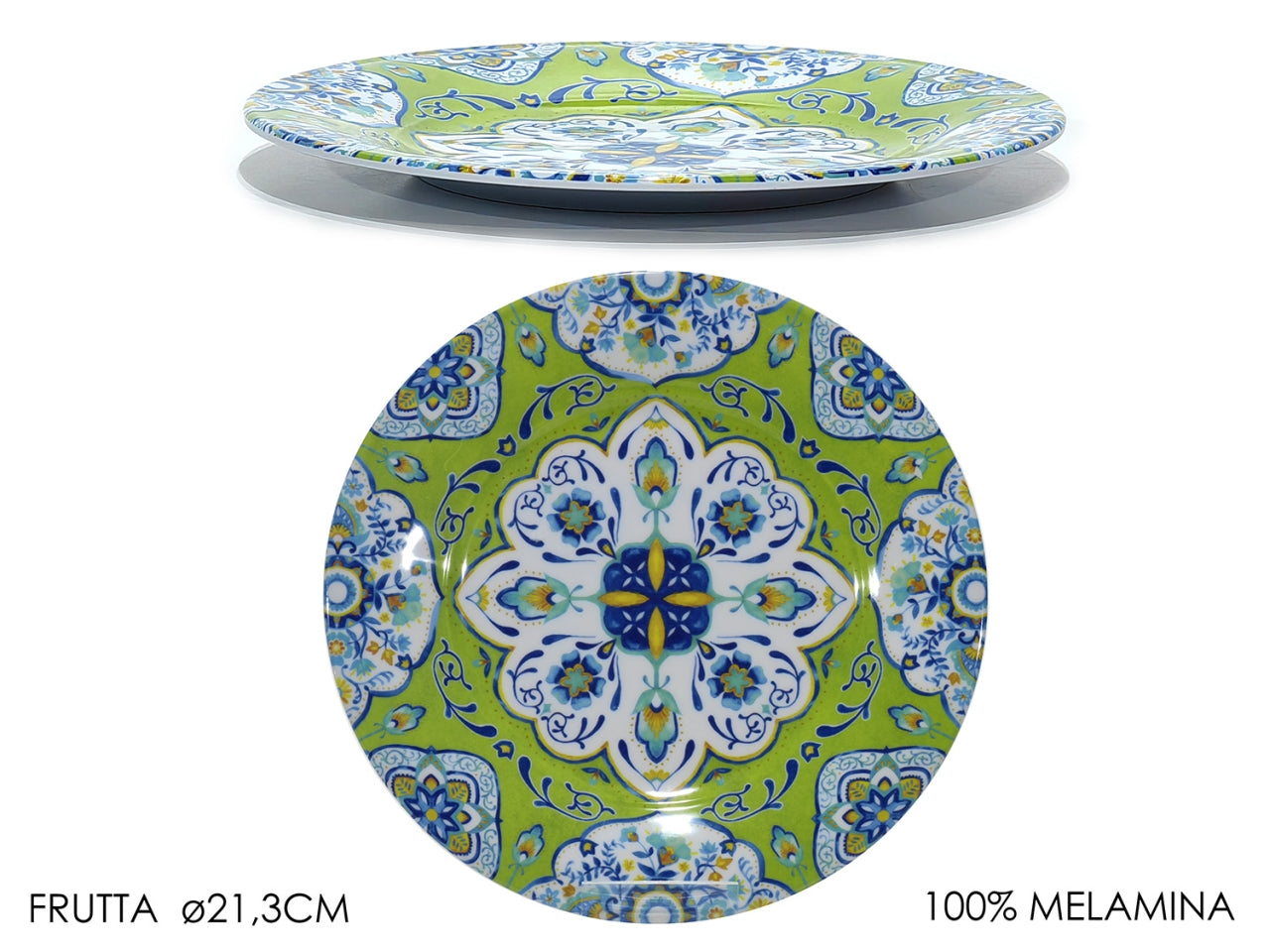 Piatto frutta in melamina da 21,3 cm verde stile mediterraneo - Gusto Casa