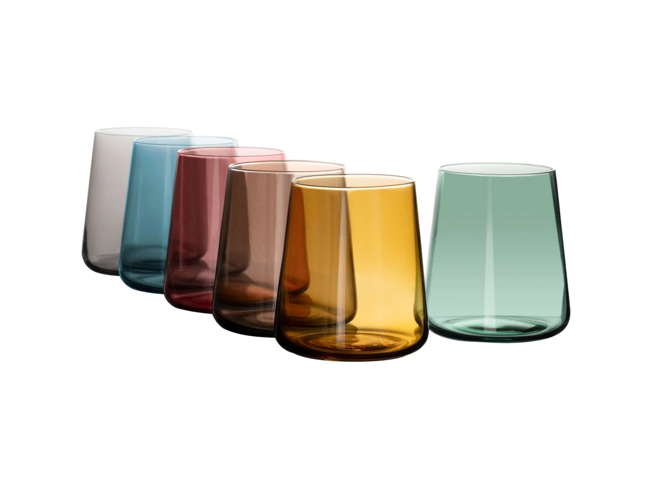 Set da 6 bicchieri acqua moderni in vetro, colorati, 38cl, stile contemporaneo, lavabili in lavastoviglie - Gusto Casa