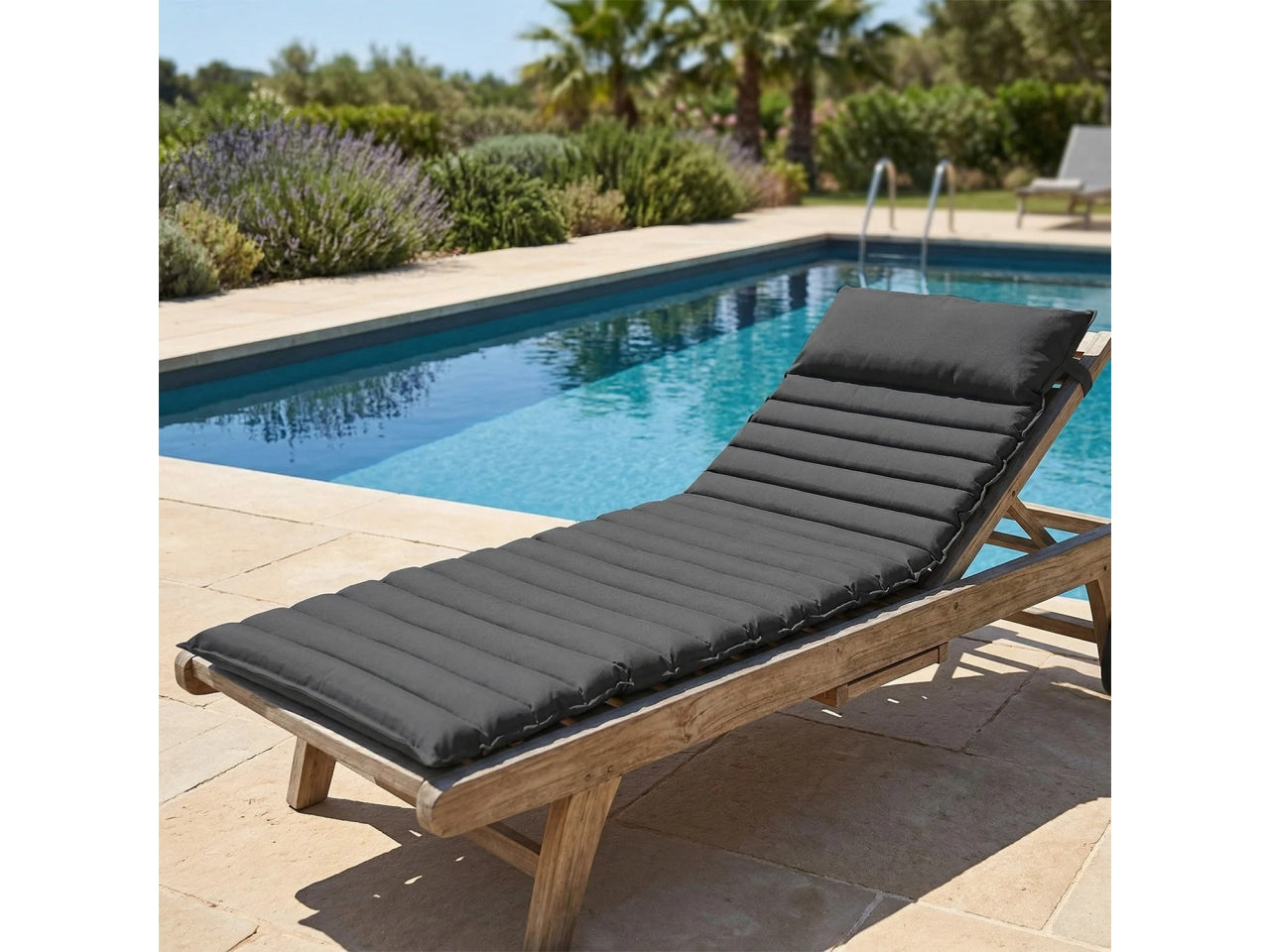 Cuscino coprilettino imbottito in tessuto con poggiatesta, colore tortora, 60x180 cm - Vestiamo Casa